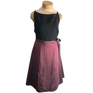 Talbots Women's 6/8 Burgundy Purple Black Bodice Dress Silk Lining Wrap Waist